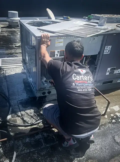 Carter's Heating & Air handling a customer's AC repair