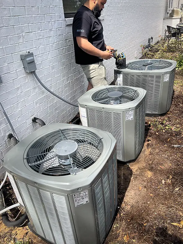 A trio of air conditioners installed by Carter's Heating & Air.